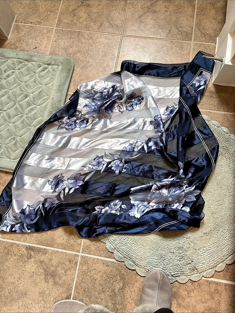 Floral Blue & White  scarf